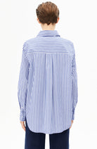 ARMEDANGELS Stripe loose shirt blouse blauw vrouw van biologisch katoen dames | Sophie