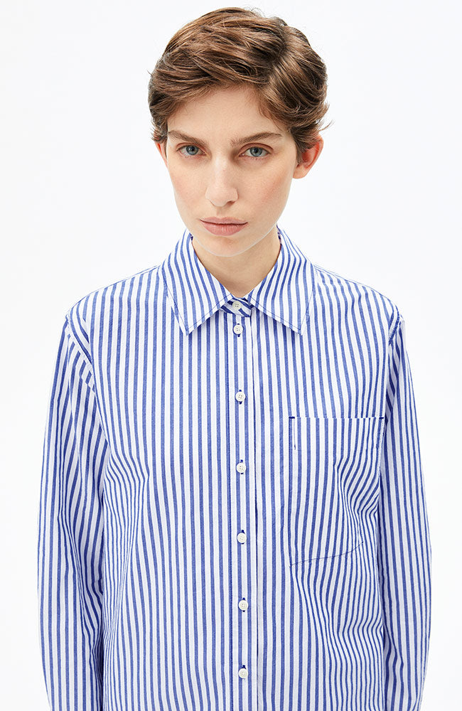 ARMEDANGELS Stripe blouse blauw dames van biologisch katoen dames | Sophie