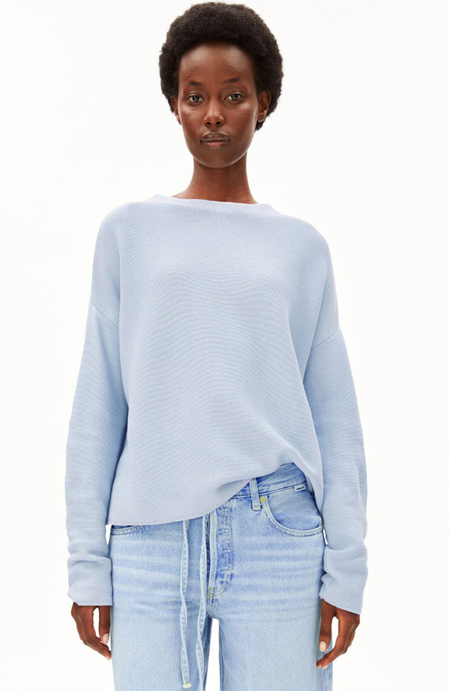 ARMEDANGELS Merinaa trui mistblue biologisch katoen dames | Sophie Stone