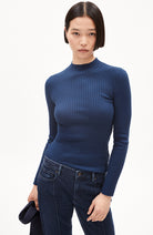 ARMEDANGELS Alaani turtleneck faded indigo organic cotton ladies | Sophie Stone