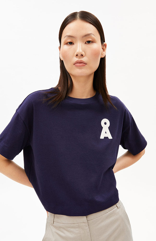 ARMEDANGELS Albertaa t-shirt blauw biologisch katoen dames | Sophie Stone