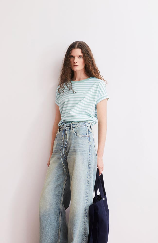 ARMEDANGELS Idaara Striped T-Shirt, White Foam, Organic Cotton, Women's | Sophie Stone