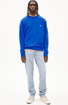 ARMEDANGELS Baaro dynamo blue sweater from organic cotton men | Sophie Stone