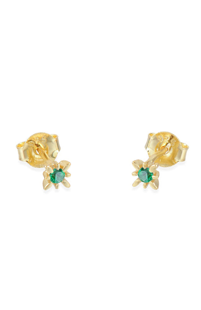 Jules Bean Earrings Molly green gold-plated | Sophie Stone