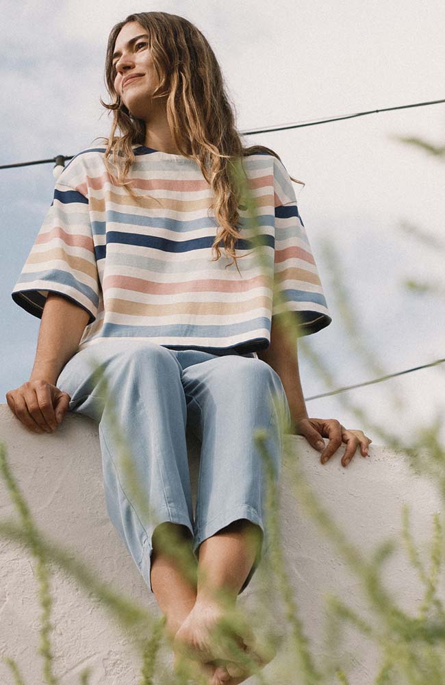 TWOTHIRDS Fingal multicolor striped organic cotton top for women | Sophie Stone