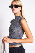 JAN N JUNE Laguna zebra top made from recycled polyester for women | Sophie Stone