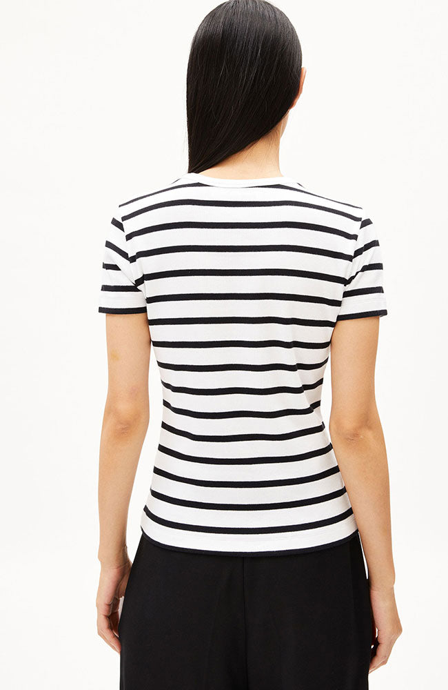 ARMEDANGELS Kardaa Stripes T-Shirt, White and Black, Organic Cotton, Women's | Sophie Stone