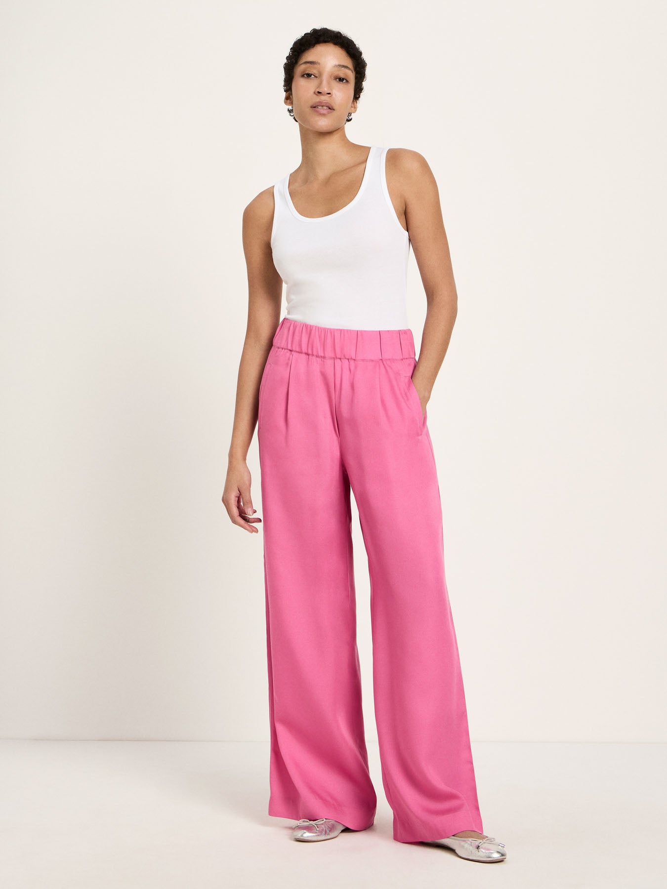 Lanius wide leg broek bright orchid van TENCEL voor vrouw | Sophie Stone