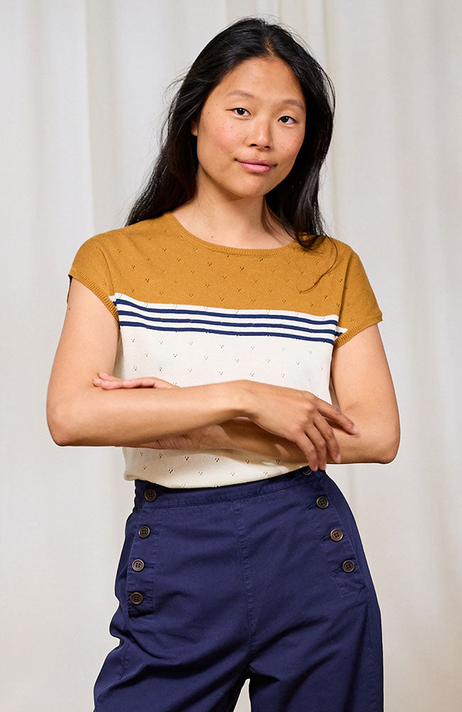 TWOTHIRDS Mariolu top ecru mustard made from organic cotton women | Sophie Stone
