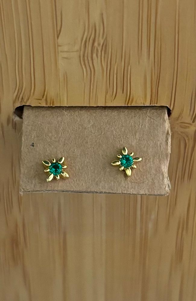 Jules Bean Earrings Molly green gold-plated sterling silver | Sophie Stone