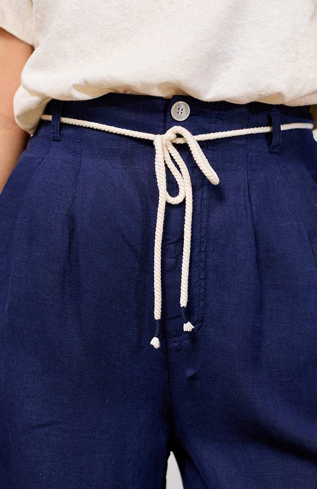 TWOTHIRDS Sanvito blue linen pants for women | Sophie Stone