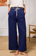 TWOTHIRDS Sanvito blue linen pants for women | Sophie Stone