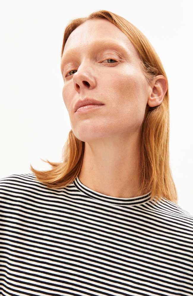 ARMEDANGELS Striped Shirt, Black and White, Organic Cotton, Women's | Sophie Stone