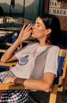 Lanius Statement t-shirt fresh vegetables wit van biologisch katoen voor dames | Sophie Stone