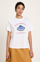 Lanius Statement t-shirt fresh vegetables wit van bio katoen voor dames | Sophie Stone