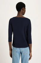 U-boothals top 3/4 mouw midnight van biologisch katoen dames | Sophie Stone