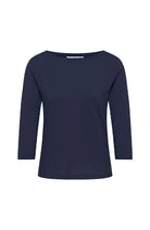 U-boothals top driekwart mouw midnight van bio katoen dames | Sophie Stone