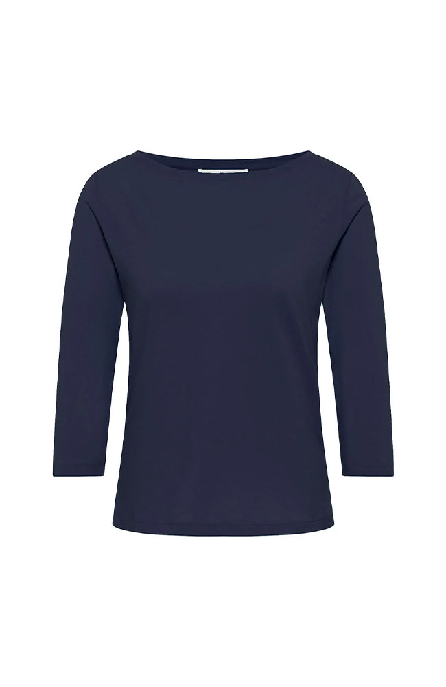U-boothals top driekwart mouw midnight van bio katoen dames | Sophie Stone
