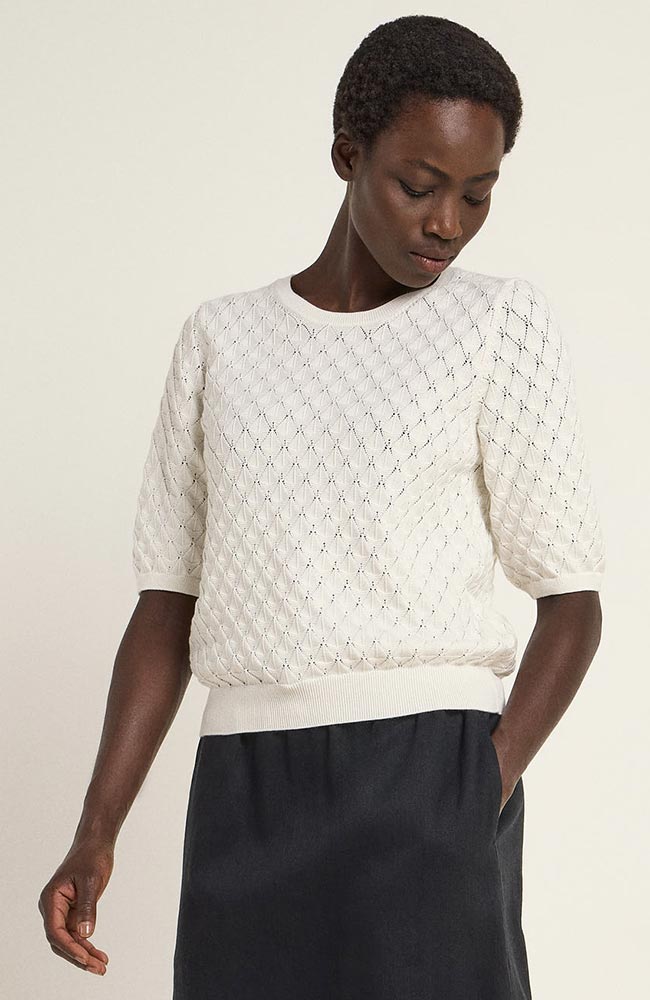 Lanius ajour top organic cotton white for women | Sophie Stone