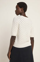 Lanius ajour sweater organic cotton white for women | Sophie Stone