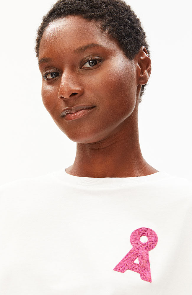 ARMEDANGELS Alberta Shirt, White and Pink, Organic Cotton, Women's | Sophie Stone