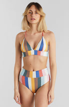 Dedicated Bikini Top Alva stripes multi by reycled polyester ladies | Sophie Stone 