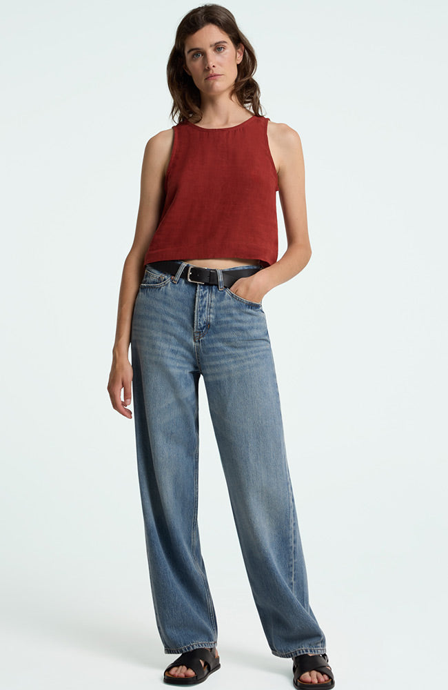 Kings of Indigo Belle Top: 100% Linen Henna Top for Women | Sophie Stone