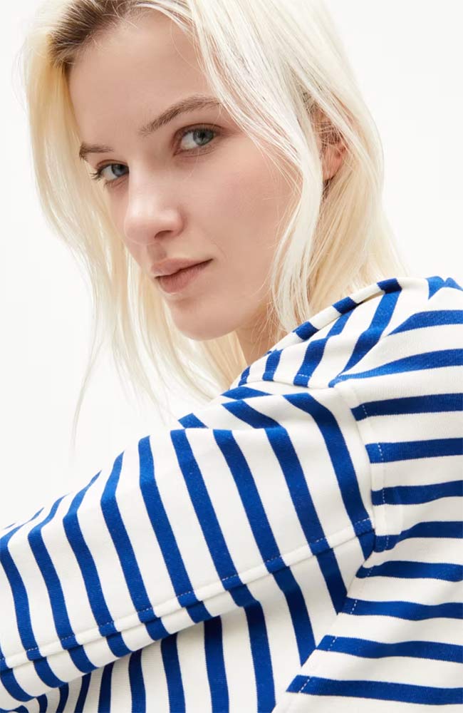 ARMEDANGELS Frankaa stripe lapis blue organic cotton ladies | Sophie Stone