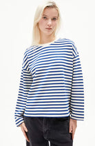 ARMEDANGELS Frankaa stripe lapis blue organic cotton ladies | Sophie Stone