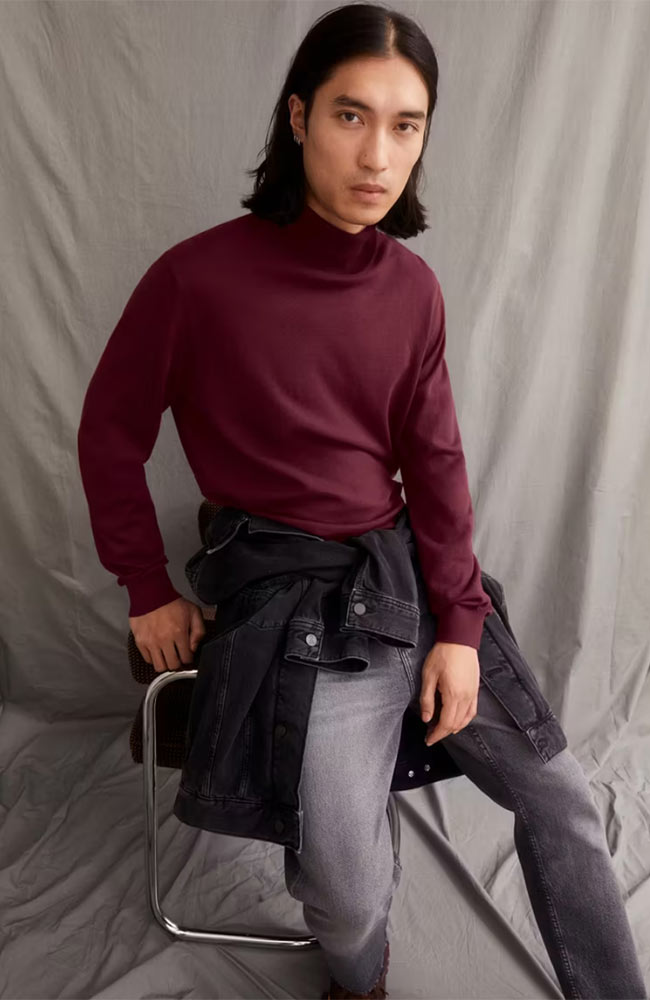 ARMEDANGELS Gaardo turtleneck sweater cranberry juice from organic cotton | Sophie Stone