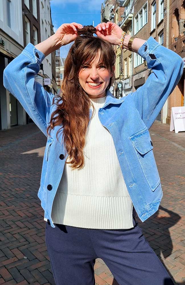 NEW OPTIMIST Quercia jack blauw van bio katoen & TENCEL dames | Sophie Stone