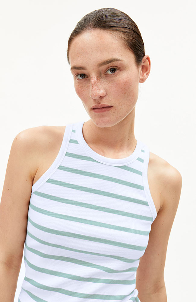 ARMEDANGELS Kanitaa gestreept top white foam bio katoen voor dames | Sophie Stone