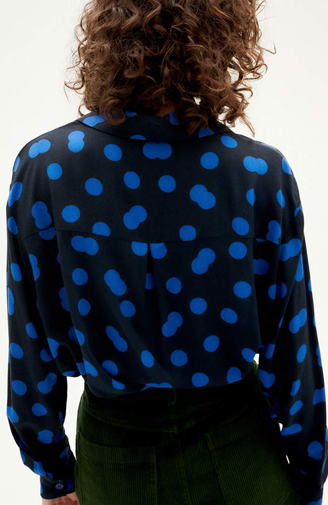 Thinking MU Dots Kati blouse blauw zwart | Sophie Stone