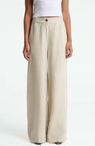 Kings of Indigo Lilian Beige Linen Pants for Women | Sophie Stone