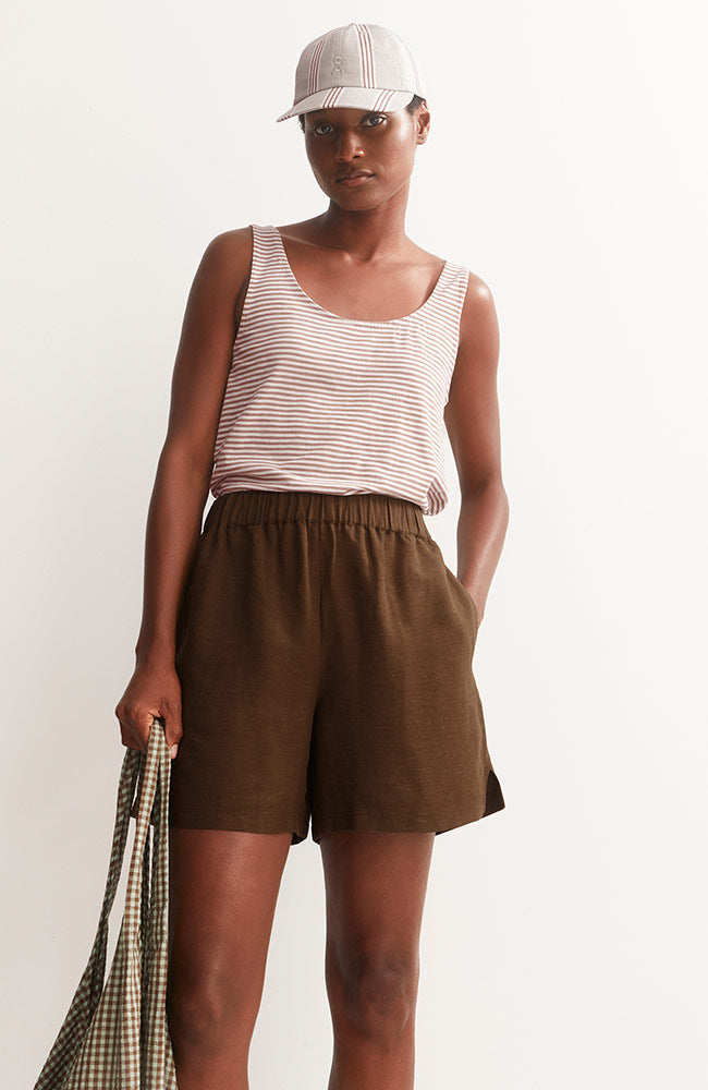 ARMEDANGELS Minaami stripes top wit bruin bio katoen dames | Sophie Stone