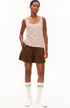 ARMEDANGELS Minaami stripes top oatmilk cinnamon dust bio katoen dames | Sophie Stone