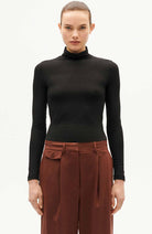 Thinking MU Noe turtleneck cashmere black top lyocell cashmere | Sophie Stone