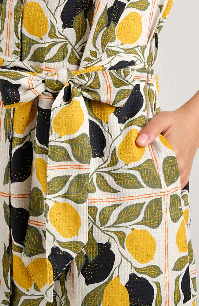 Dedicated Orrefors lemon tiles dress in organic cotton for women | Sophie Stone