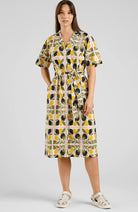 Dedicated Orrefors lemon tiles dress in organic cotton for women | Sophie Stone