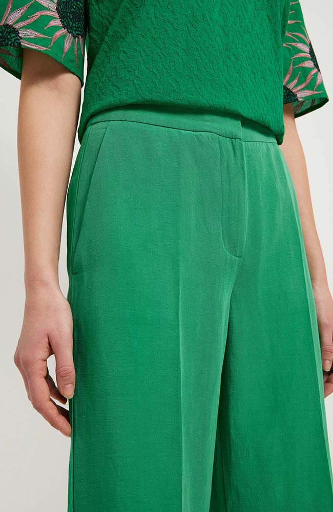 Lanius Wide leg pantalon groen linnen x Tencel voor ladies | Sophie Stone