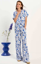 Lanius wide leg broek bloom lapis van TENCEL voor dames | Sophie Stone