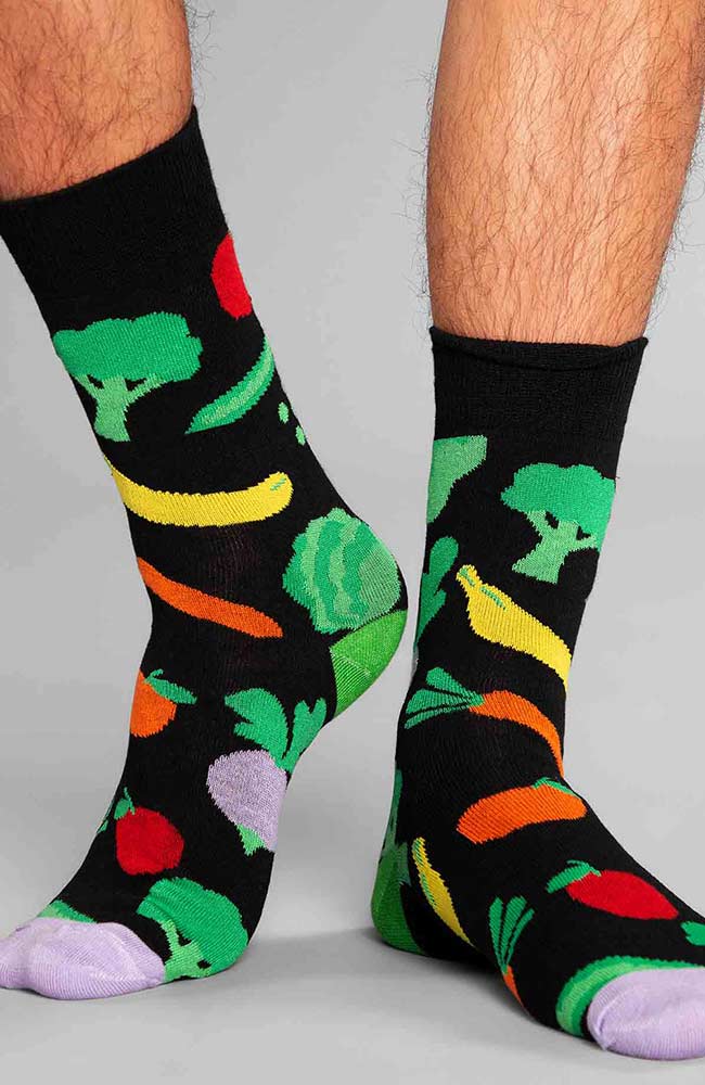 Dedicated Sigtuna zwarte sokken met print van groenten | Sophie Stone