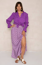 J label Maxi skirt gurdeep purple FSC-viscose | Sophie Stone