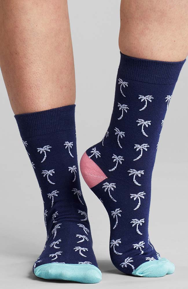 Dedicated Sigtuna Palm sokken blauw, roze, wit | Sophie Stone