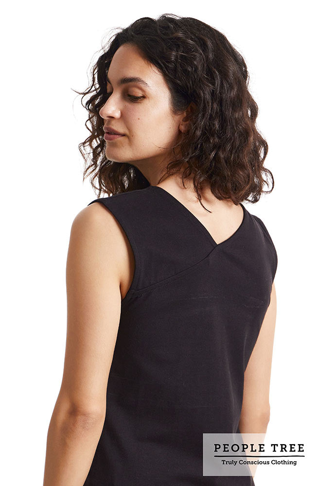 People Tree Yoga V-back vest zwart van bio katoen | Sophie Stone