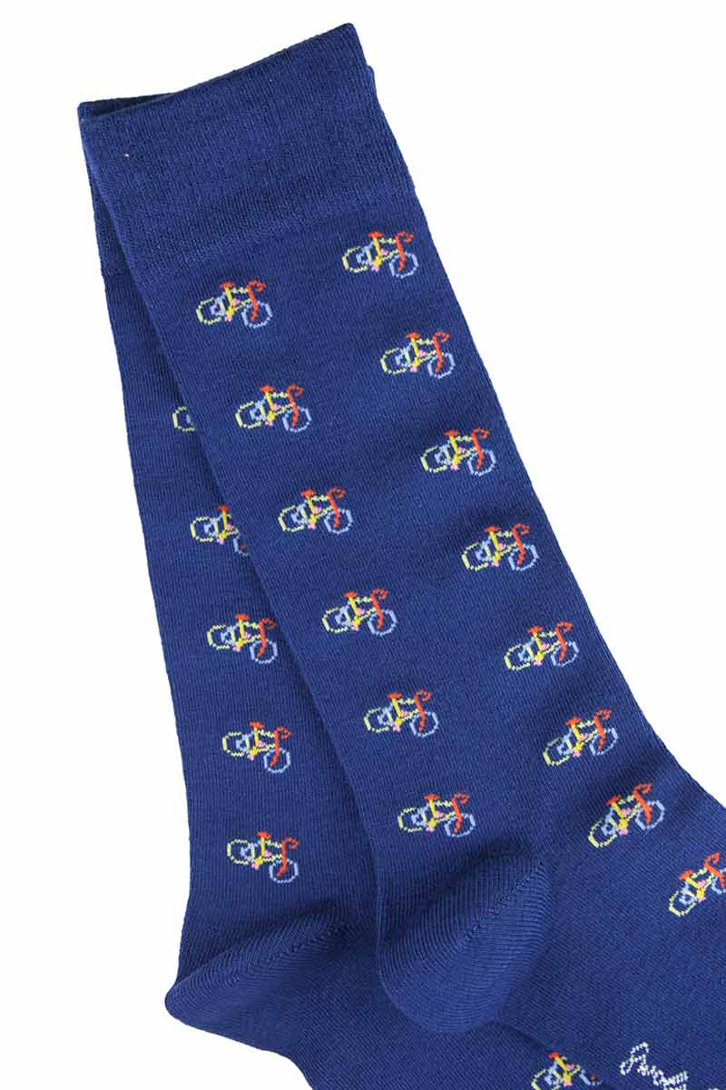Swole Panda sokken bamboe blauw met fietsen | Sophie Stone