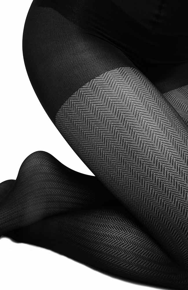 Nina Fishbone panty zwart met visgraat motief | Sophie Stone