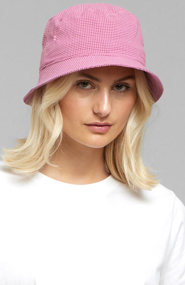 Dedicated Bucket Hat Seersucker Cashmere Pink bio katoen | Sophie Stone